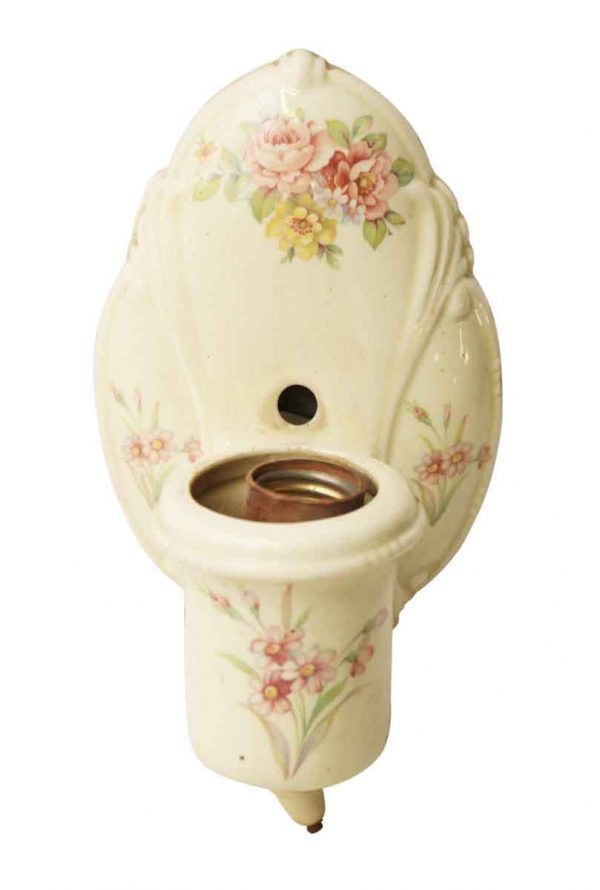 Porcelain Bathroom Sconces with Hand Painted Floral Detail