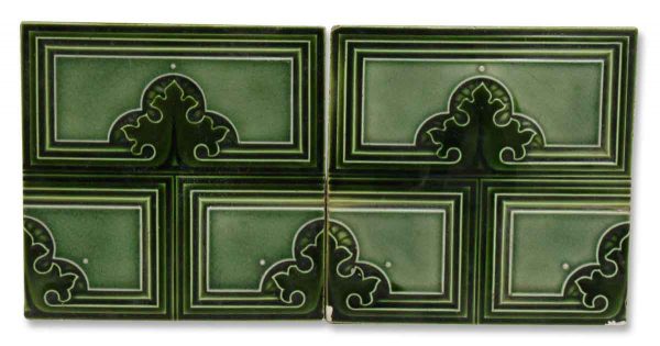 Pair of Green Geometric Wall Tiles