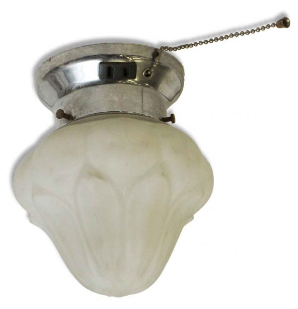 Nickel Bathroom Fixture with Frosted Floral Shade