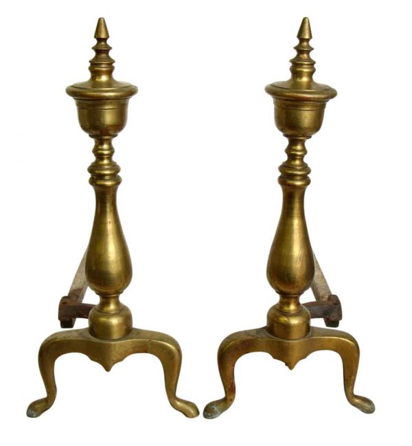 Pair of Cast Brass Andirons