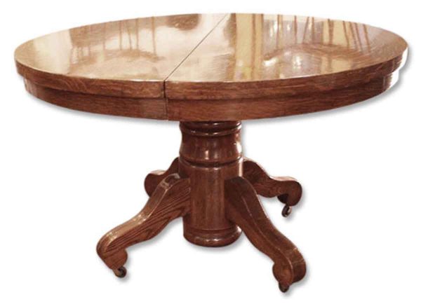 Round Tiger Oak No Extension Table
