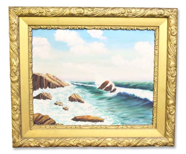 Signed Framed Oil Ocean Painting