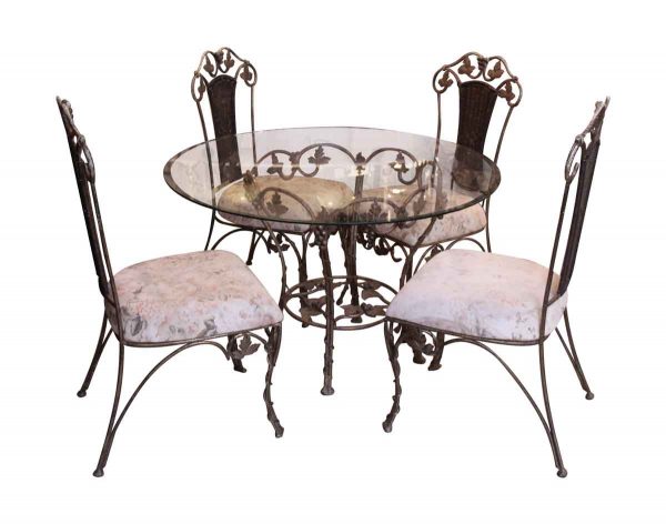 Vintage Floral Chairs & Glass Top Table Set
