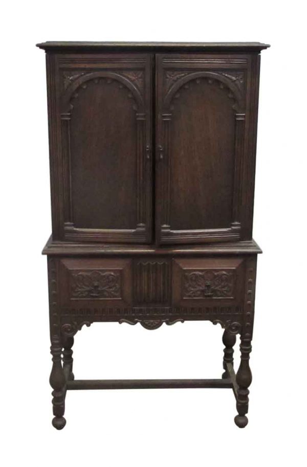 Oak Hutch Heavily Carved Cabinet