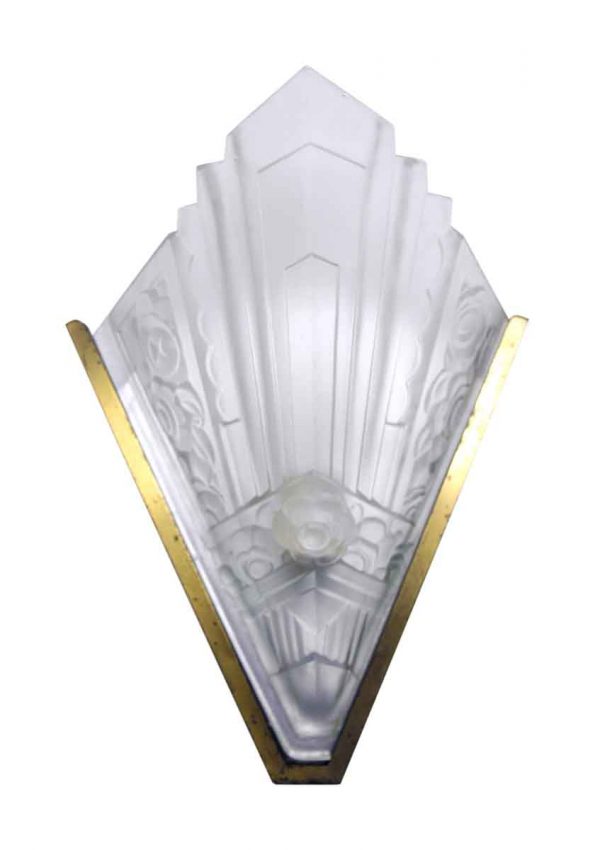 Art Deco Brass Sconce with Pointed Glass Shade
