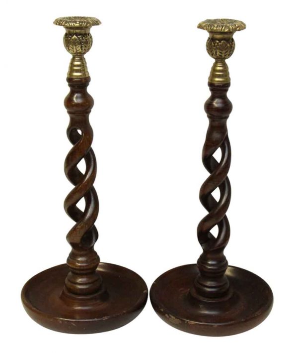 Pair of Wooden Candle Holders