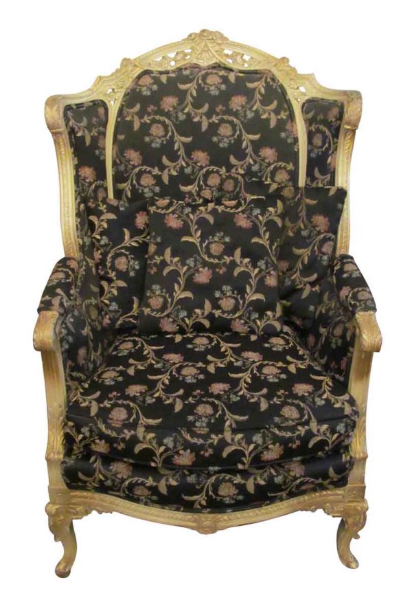 Floral Black Accent Chair