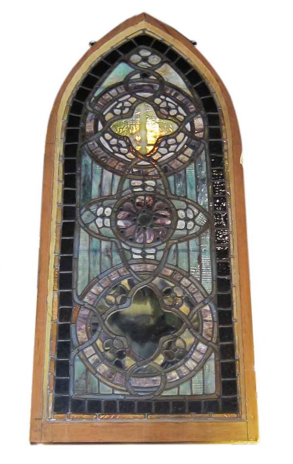 Original Tiffany Stained Glass Gothic Arched Window