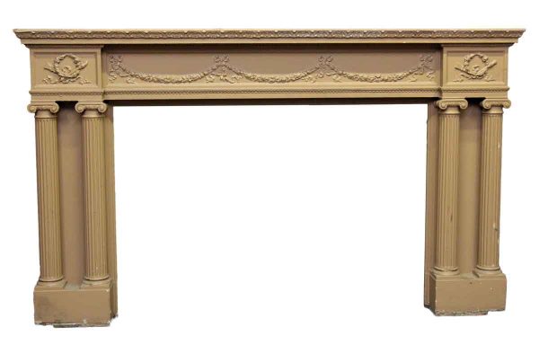 Painted Tan Wooden Mantel