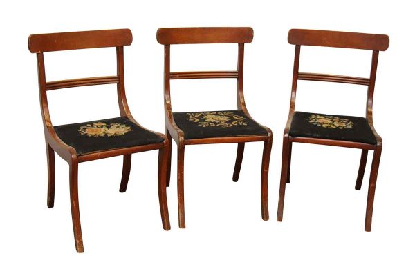 Set of Three Chairs with Floral Seats