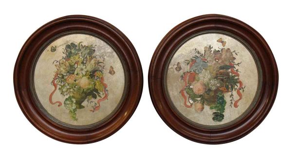 Pair of Floral Wood Framed Paintings