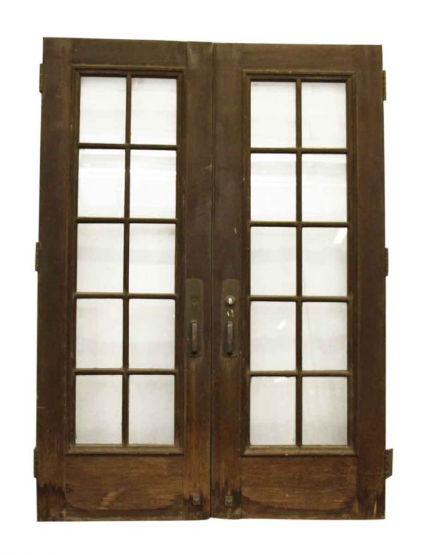 Double French Doors with Large Bronze Pulls & Kick Plates