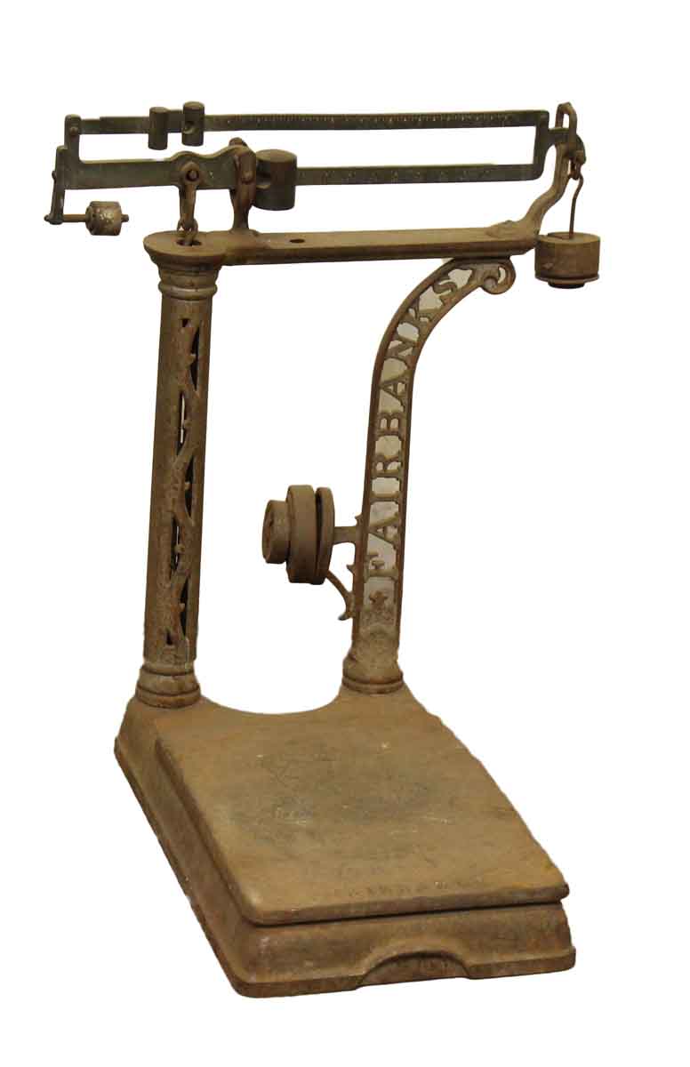 Antique Fairbanks rolling 500 lb. grain scale with weights