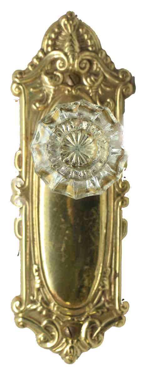 Fluted Glass Knob with Replica Brass Door Plate