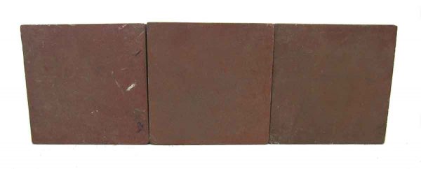 Set of Three Burgundy Matted Square Tiles