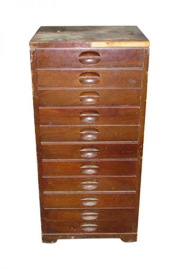 Narrow Wooden Library File Chest