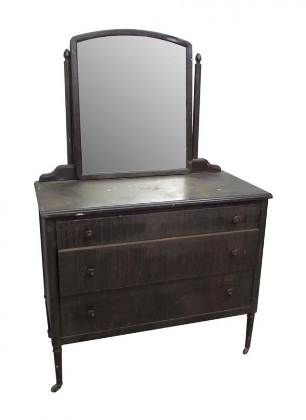 Stripped Metal Dresser with Mirror