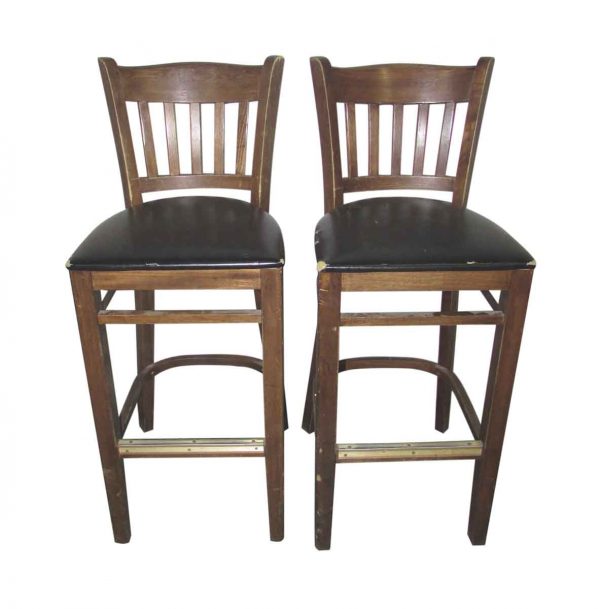 Wooden Bar Stools with Slatted Backs