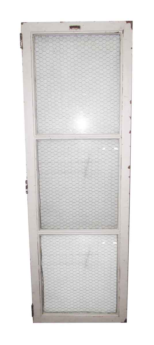 Three Glass Panel Metal Transom with Chicken Wire Glass