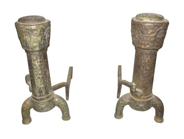 Hand Pounded Wrought Iron Andirons