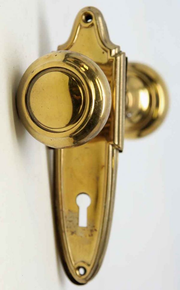 Art Deco Shiny Brass Knob Set