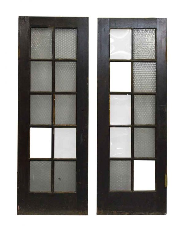 Pair of French Doors with 10 Lites Textured Glass