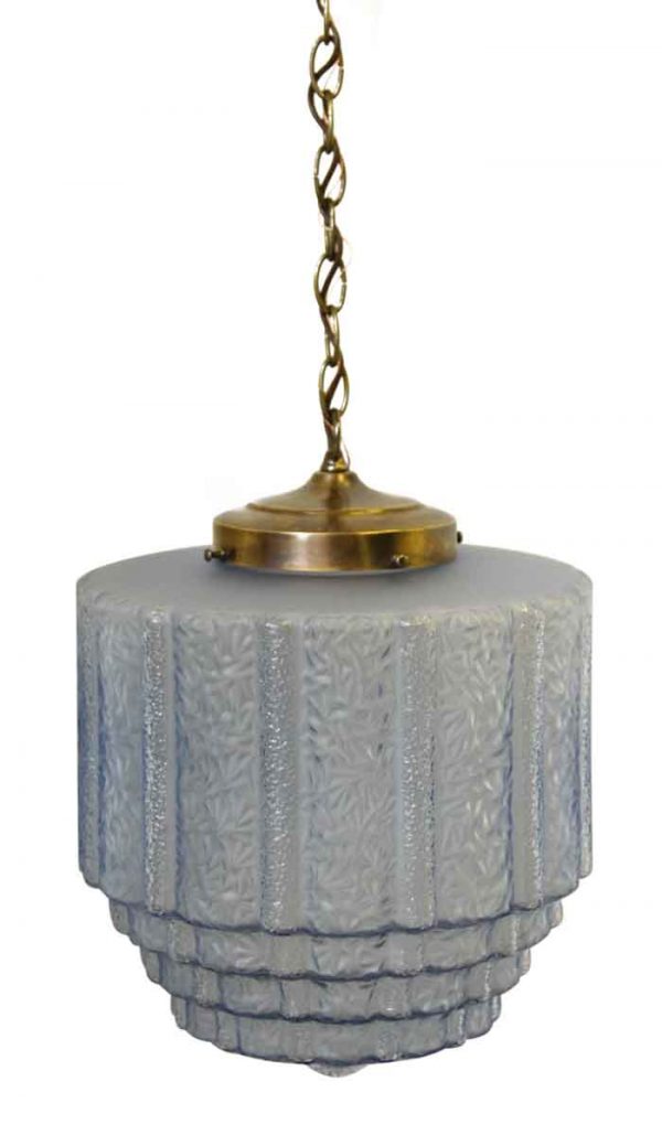 Antique Textured Blue Glass Globe Pendant Light