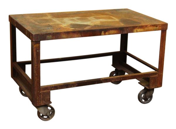 Industrial Rolling Cart with Rust Patina