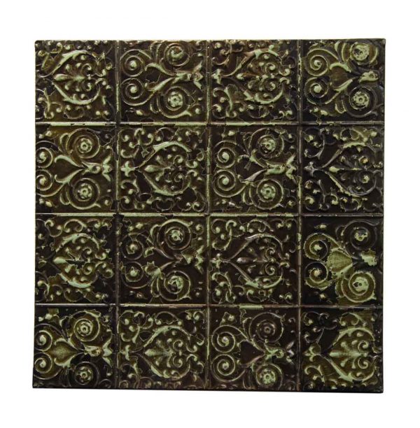 Decorative Swirly Green & Black Tin Panel
