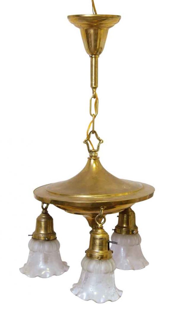 Lightweight Brass Chandelier with Three Down Lights