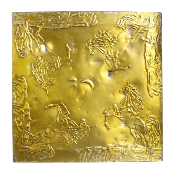Gold Unicorn Pattern Tin Panel