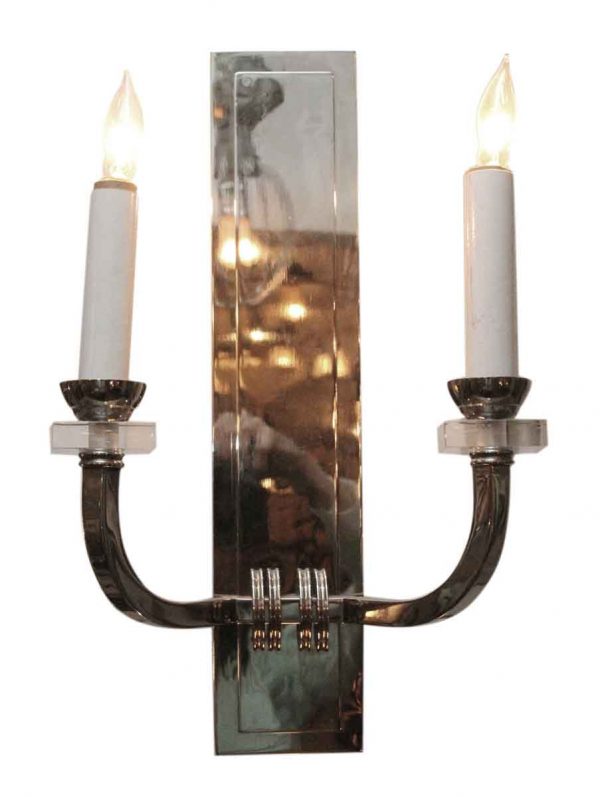 Deco Nickel Wall Sconce with Lucite Bobeches