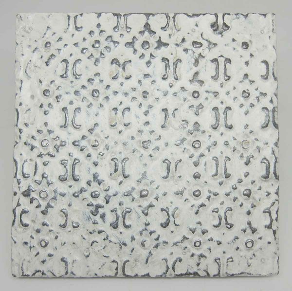 White Floral Grid Tin Panel
