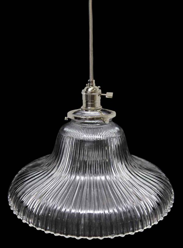 1920s Ribbed Prism Holophane Glass Shade