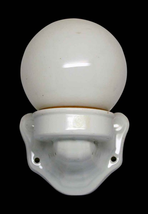 Ceramic Single Sconce with Milk Glass Globe