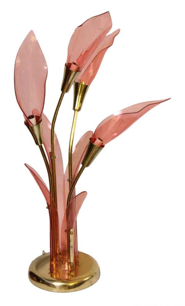 Pink Lucite Floral Lamp