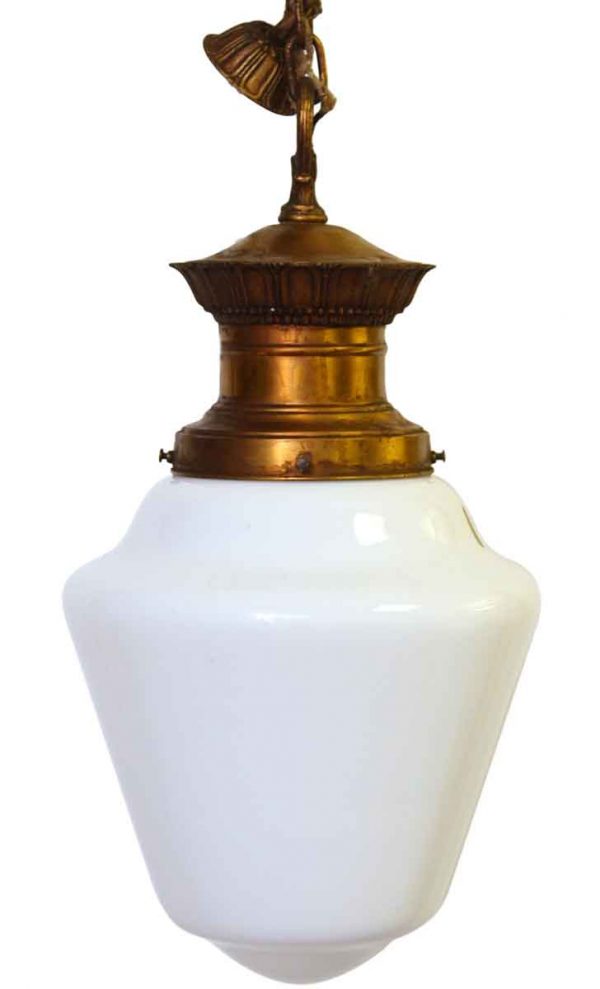 Milk Glass Fixture with Ornate Base