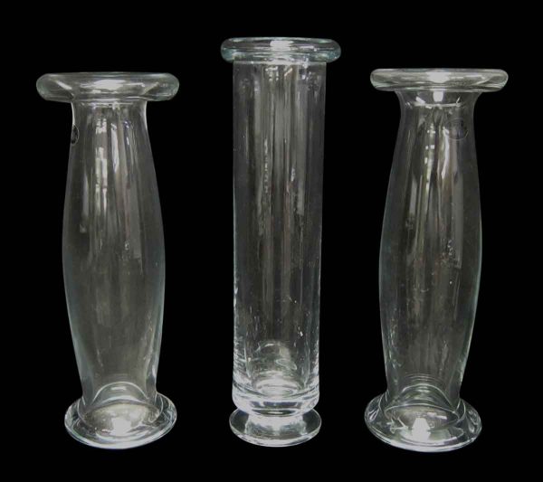 Set of Three Tall Glass Vases