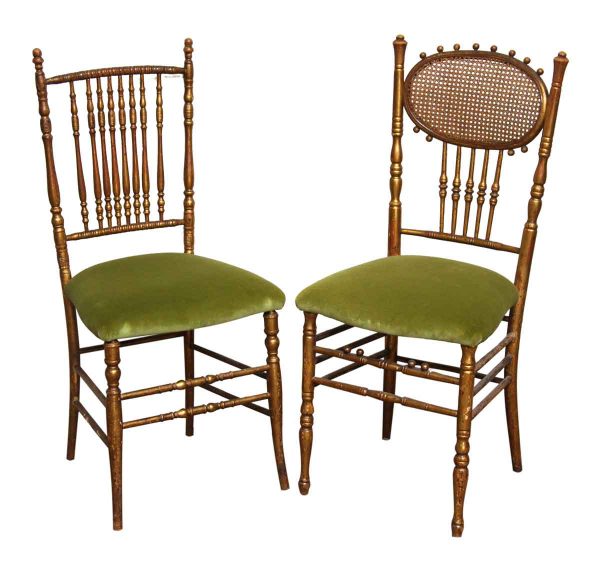 Pair Wooden Bannister Back Chairs