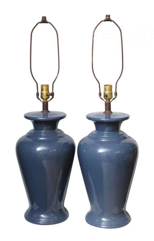Pair of Blue Traditional Ceramic Table Lamps