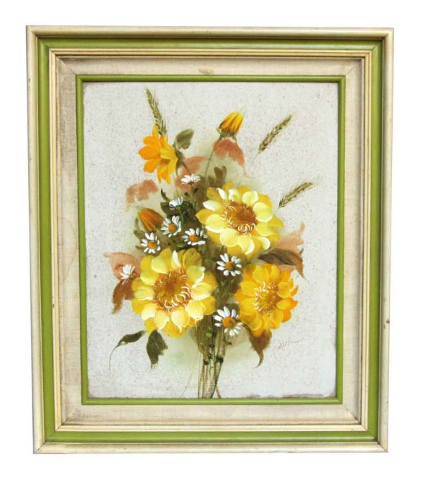 Framed Yellow Floral Oil Painting