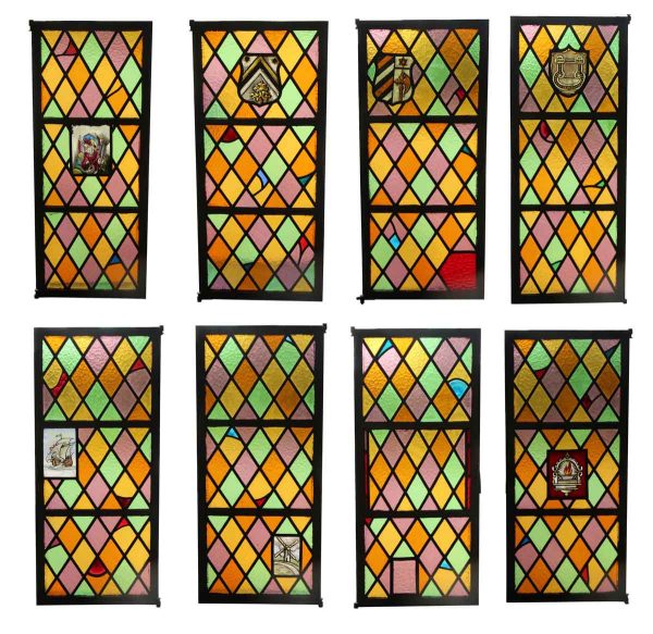 Medieval Stained Glass Leaded Casement Window Set