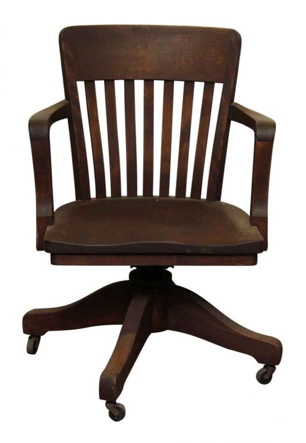 Old Oak Chair with Wheels & Cushion