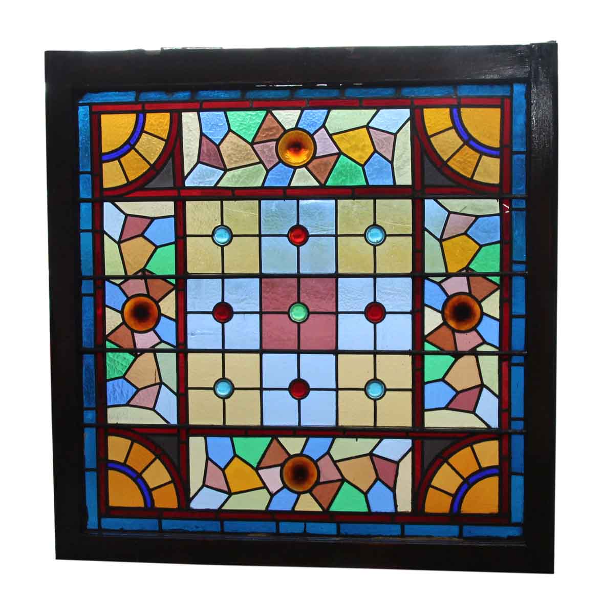 Multi Colored  Antique Stained Glass  Window  Olde Good Things
