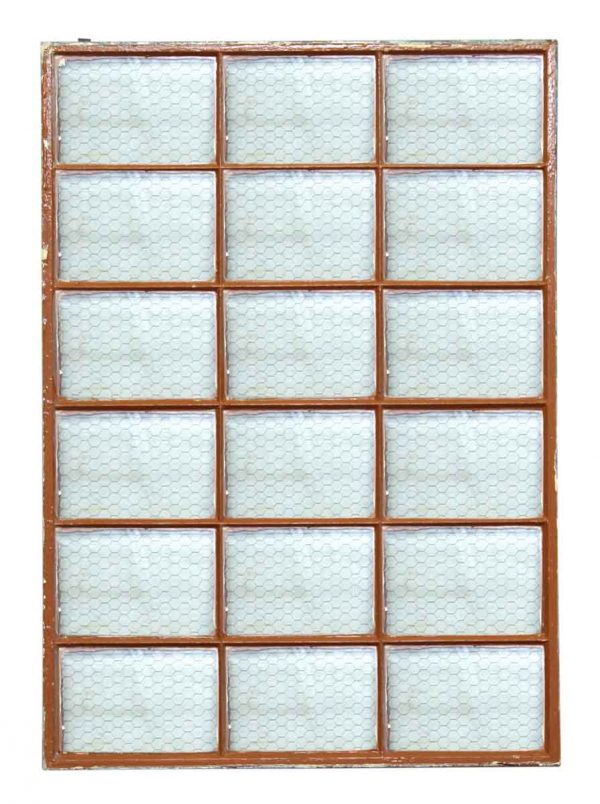 18 Panel Metal Window with Clear Chicken Wire Glass