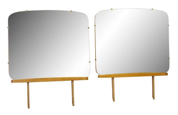 Rounded Square Dresser Mirror with Wooden Base