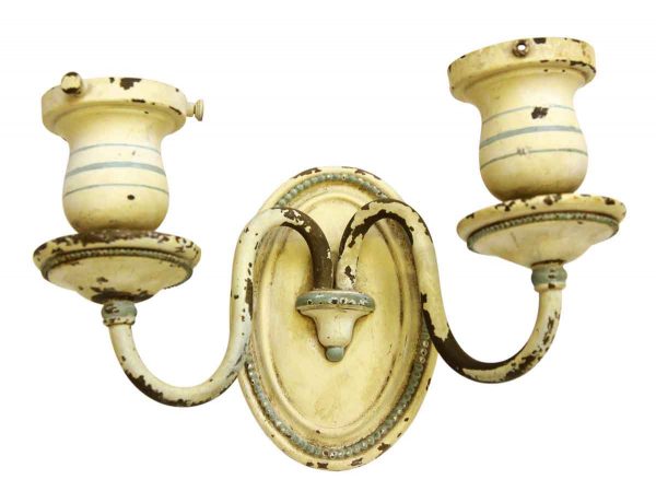 Brass Beaded Double Arm Sconce