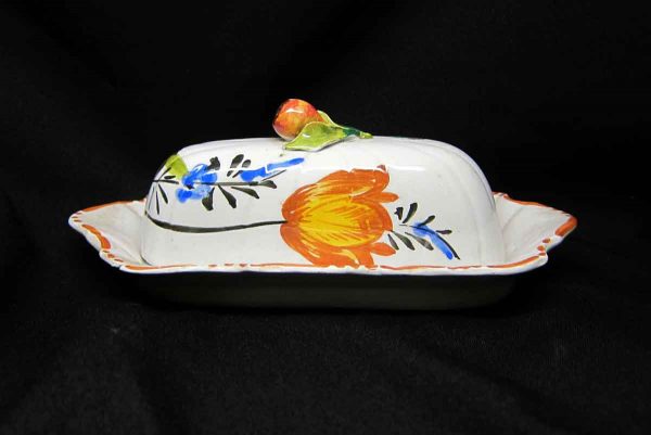Hand Painted Floral Butter Dish