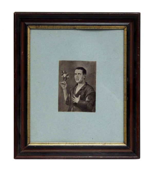 Framed Portrait of Man with Flowers