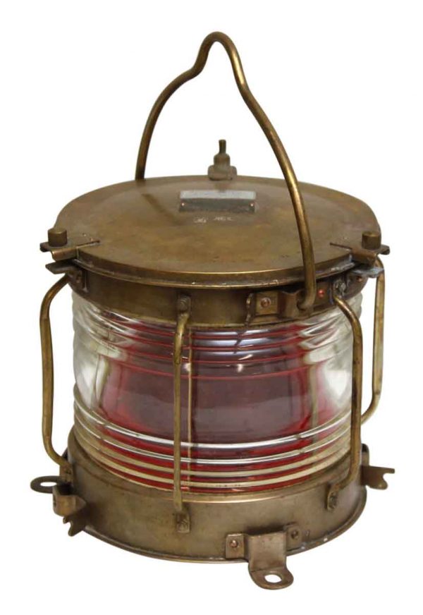 Japanese Nautical Brass Red Lantern
